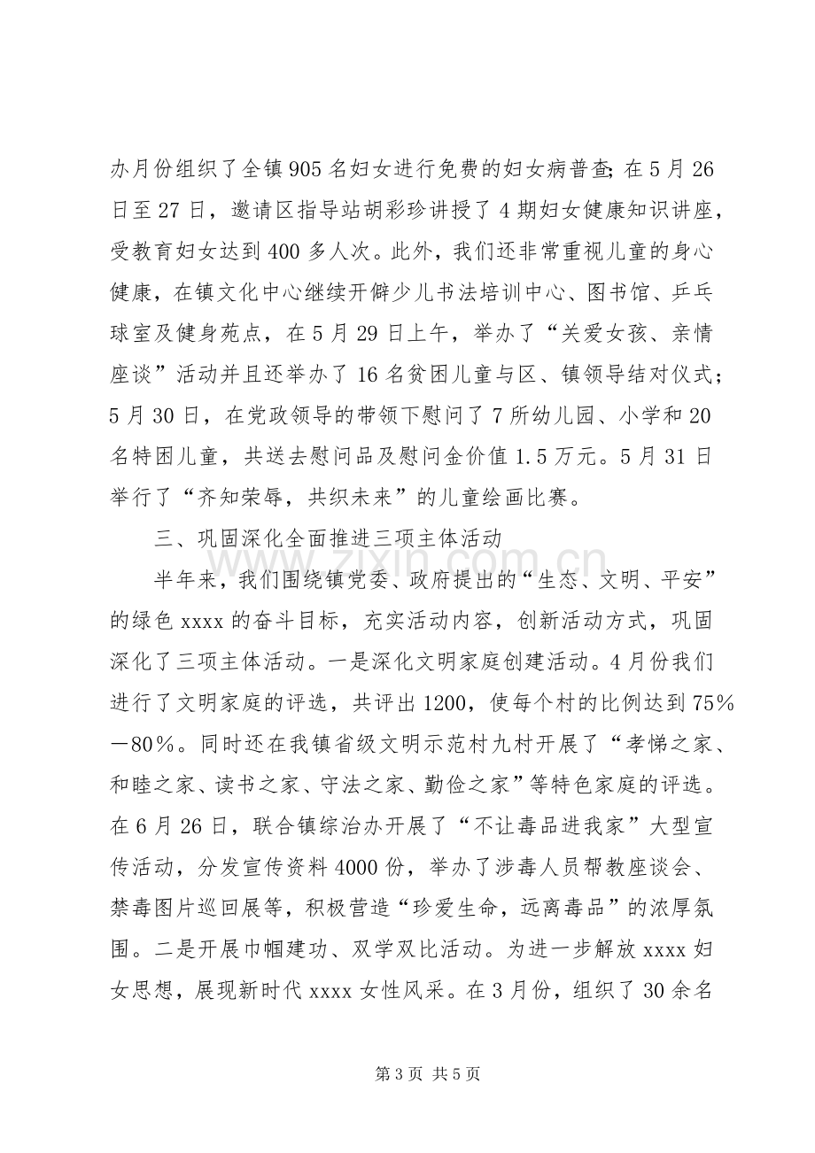 镇妇联度上半年工作总结_1.docx_第3页