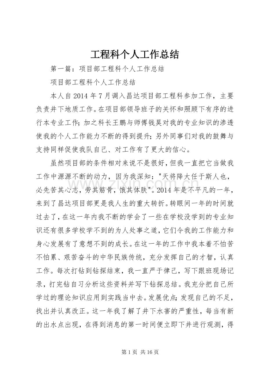 工程科个人工作总结.docx_第1页