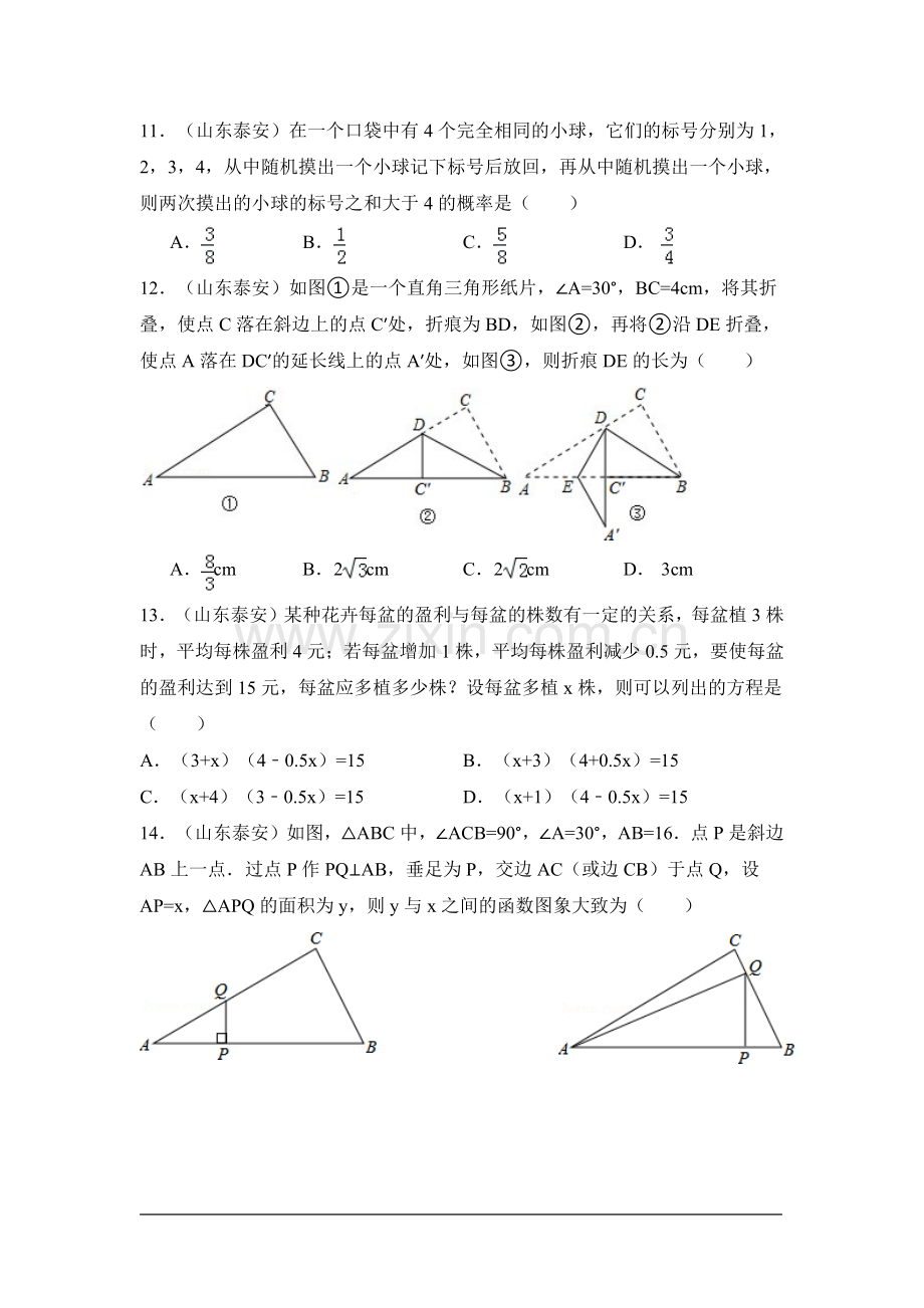 山东省泰安市中考数学试卷（含解析版）.pdf_第3页