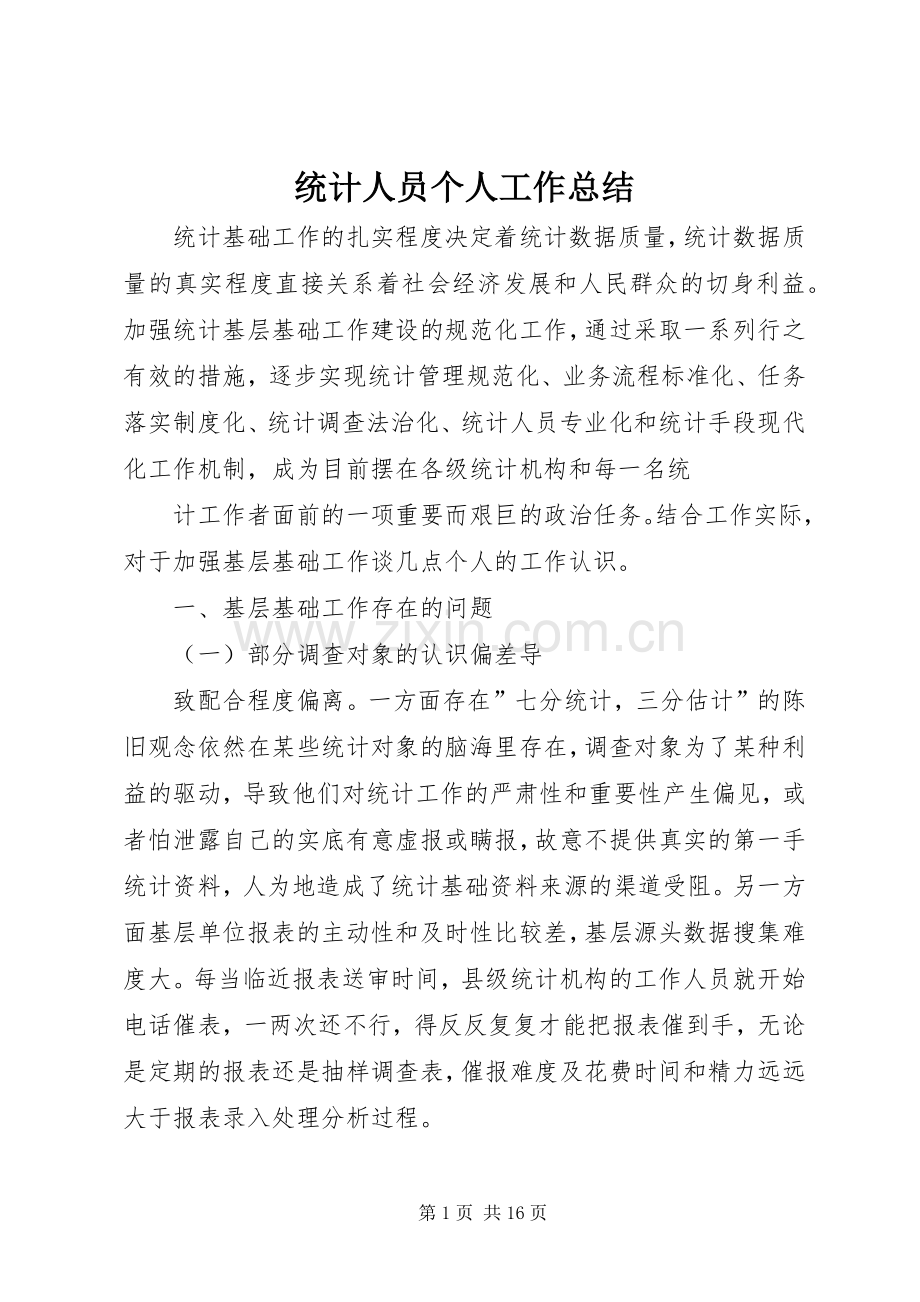 统计人员个人工作总结.docx_第1页