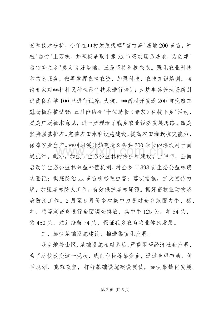 乡党委政府XX年上半年工作总结工作总结范文_1.docx_第2页