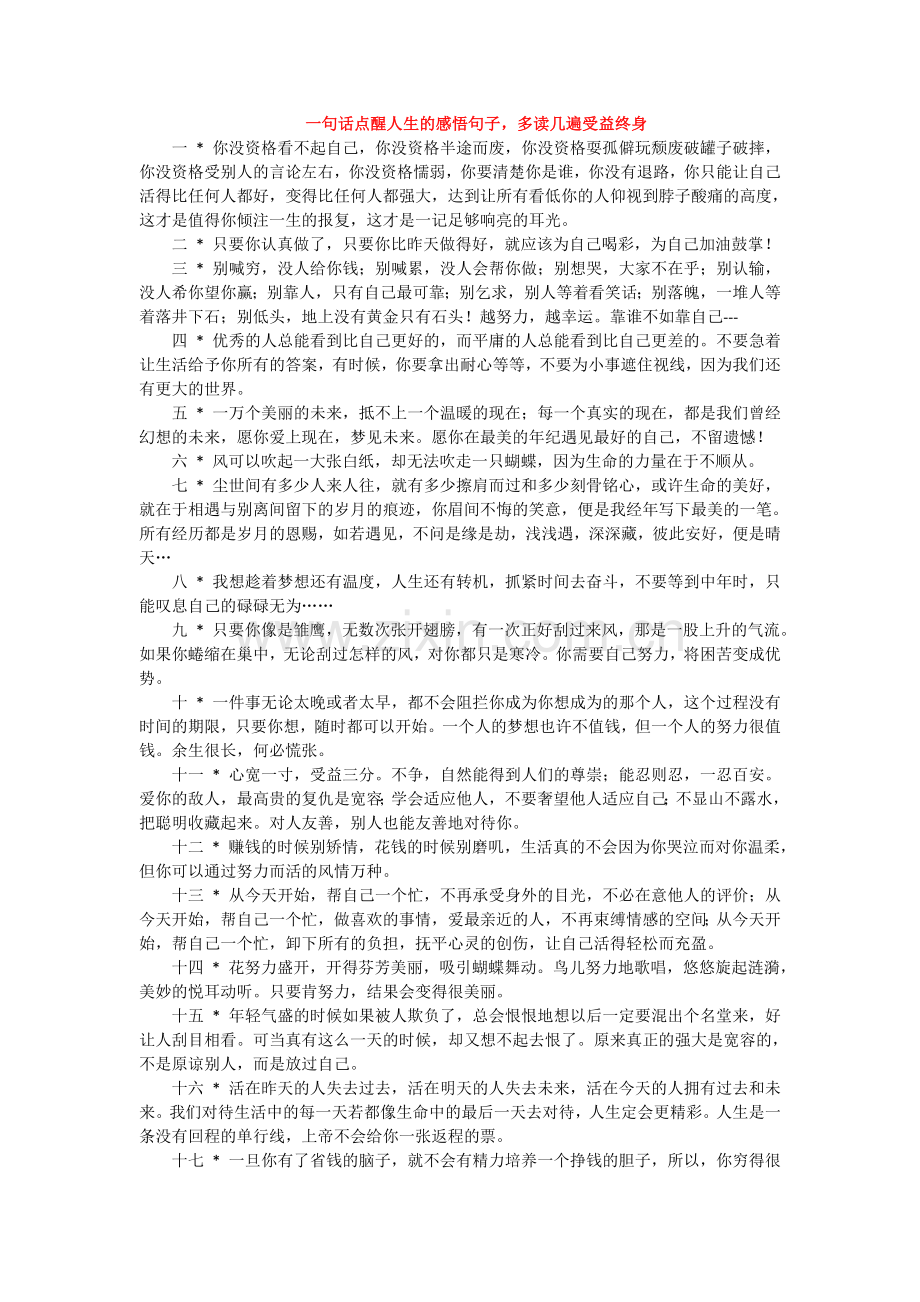 一句话点醒人生的感悟句子.doc_第1页