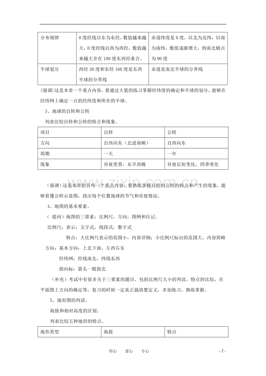 七年级地理上册-第一单元-地球和地图复习教案-中图版.doc_第2页