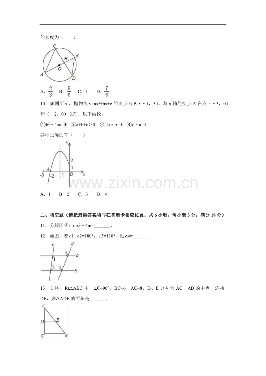 2024年四川省广安市中考数学模拟试卷（含解析版）.pdf_第2页