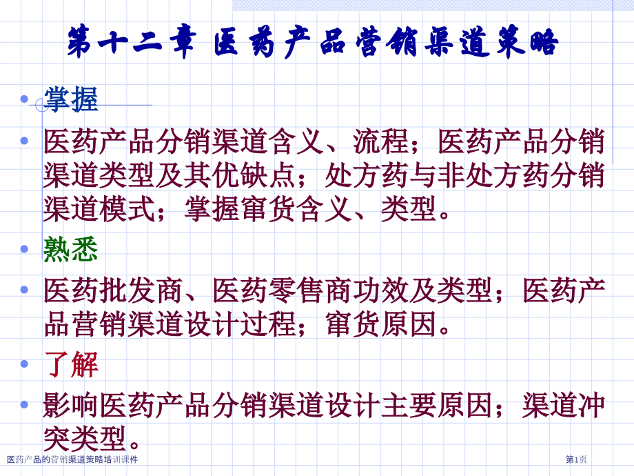 医药产品的营销渠道策略培训课件.pptx_第1页