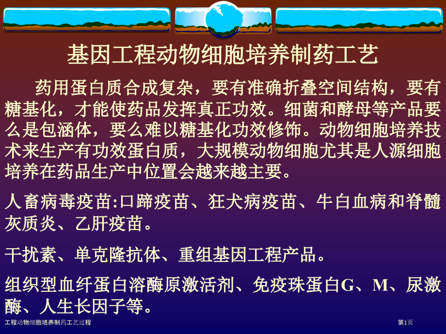 工程动物细胞培养制药工艺过程.pptx_第1页