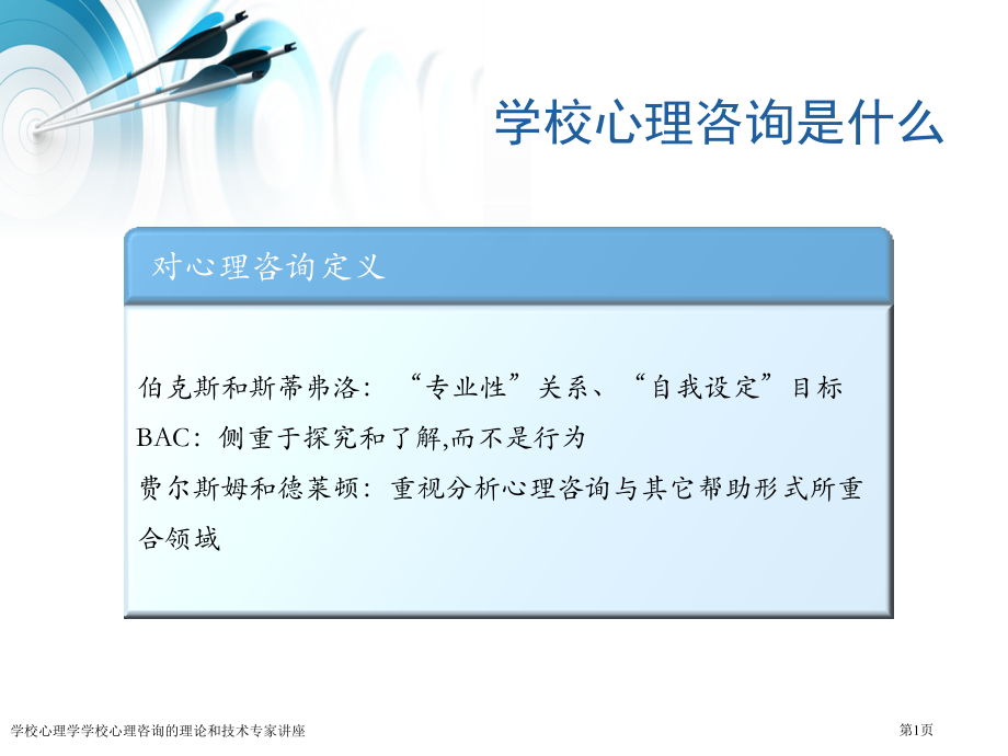 学校心理学学校心理咨询的理论和技术专家讲座.pptx_第1页