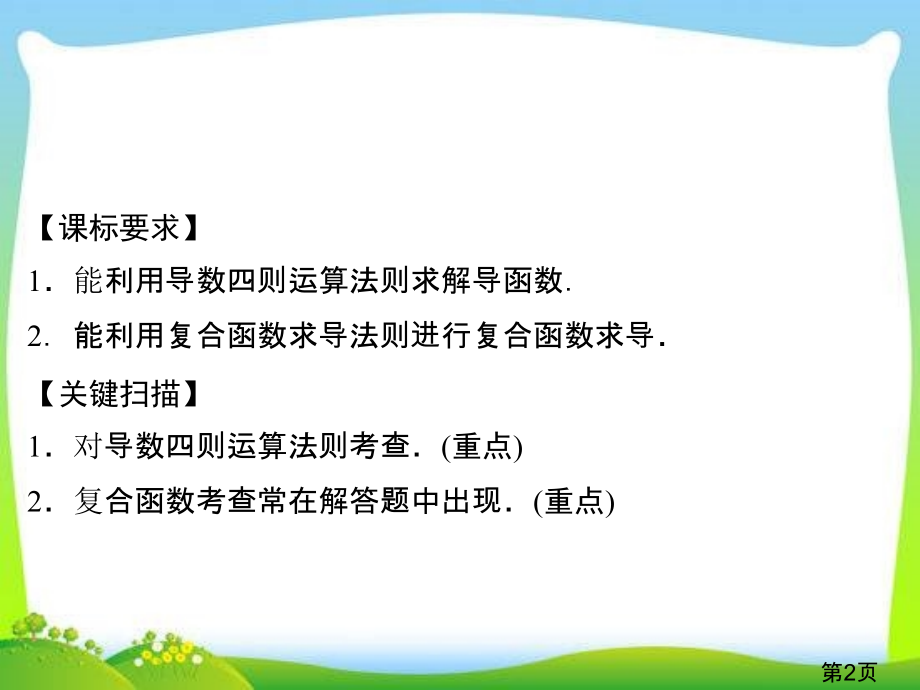 选修2-2《1.2.2-导数的运算法则及复合函数的导数》省名师优质课赛课获奖课件市赛课一等奖课件.ppt_第2页