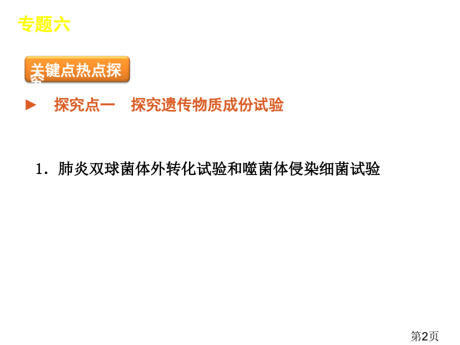 高考新课标生物二轮复习方案专题6-遗传的分子基础省名师优质课赛课获奖课件市赛课一等奖课件.ppt_第2页