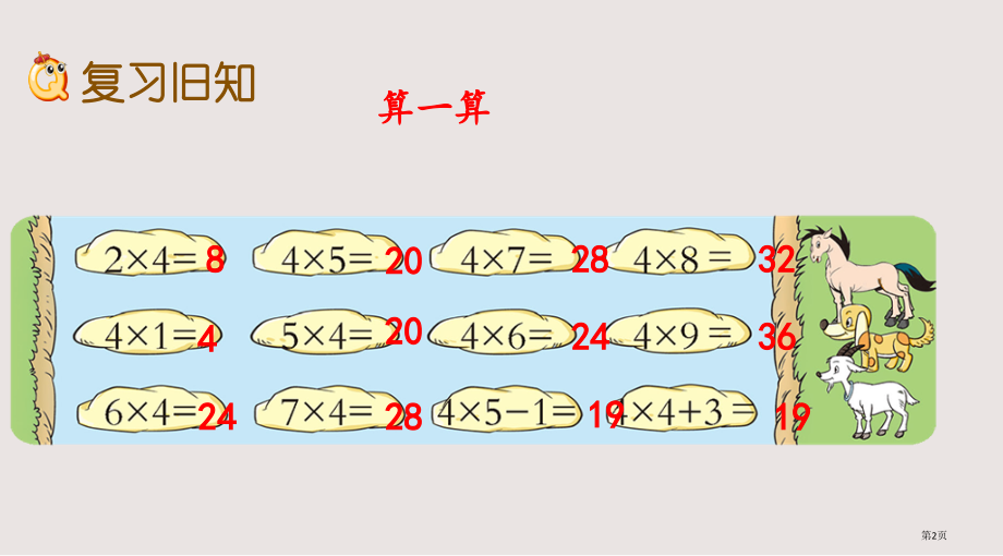 西师大版二年级上册第1单元表内乘法一1.12-练习五市公共课一等奖市赛课金奖课件.pptx_第2页