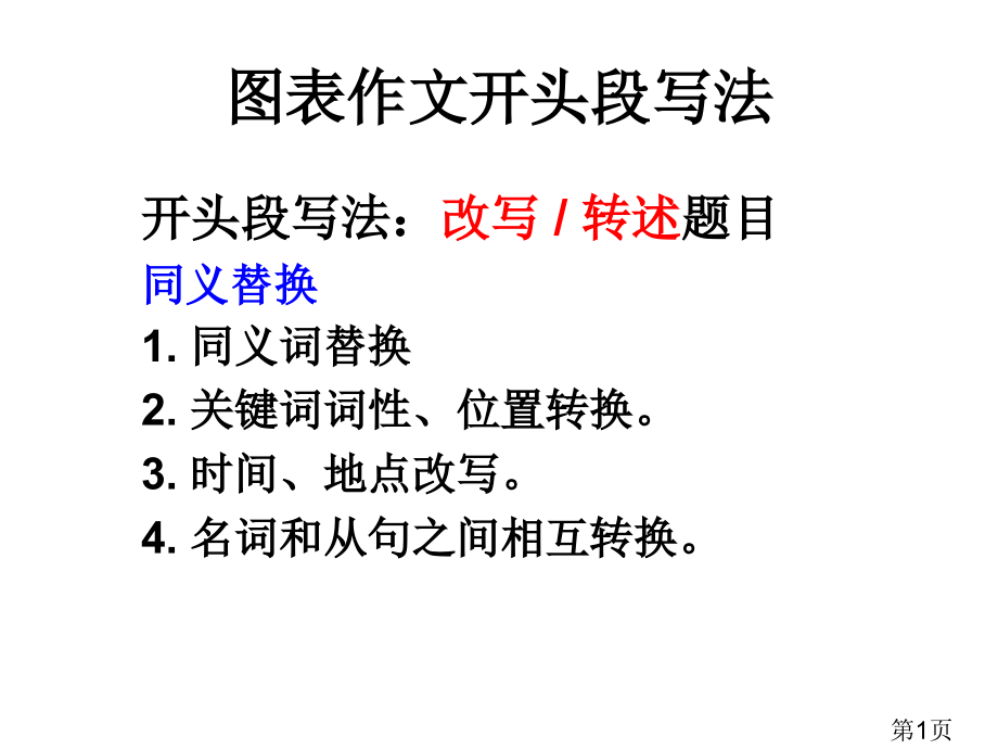 雅思小作文开头段改写诀窍省名师优质课赛课获奖课件市赛课一等奖课件.ppt_第1页