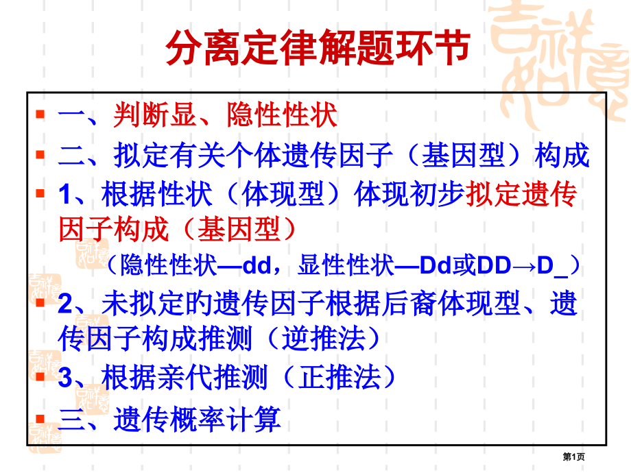 遗传学解题规律省名师优质课赛课获奖课件市赛课百校联赛优质课一等奖课件.pptx_第1页