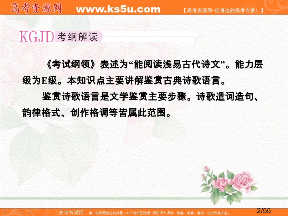 高考语文全程总复习一轮：鉴赏诗歌的语言省名师优质课赛课获奖课件市赛课一等奖课件.ppt_第2页