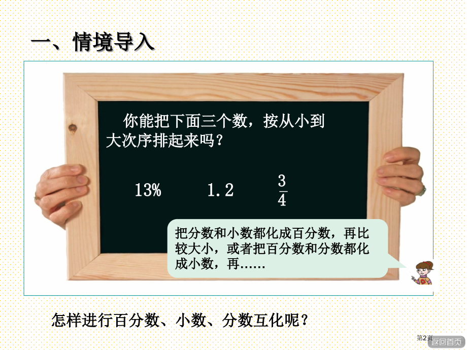 六年级数学上册第七单元-百分数、小数和分数的互化市名师优质课比赛一等奖市公开课获奖课件.pptx_第2页