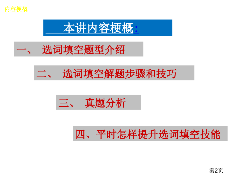 英语四级选词填空做题技巧省名师优质课赛课获奖课件市赛课一等奖课件.ppt_第2页