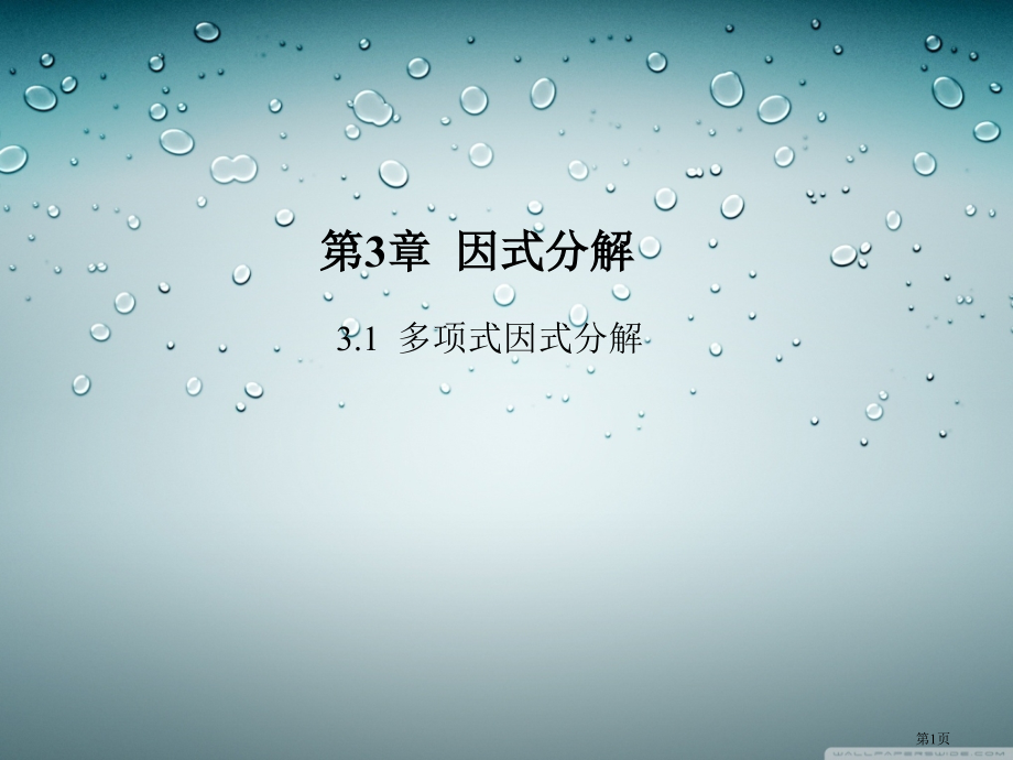 多项式的因式分解市名师优质课比赛一等奖市公开课获奖课件.pptx_第1页