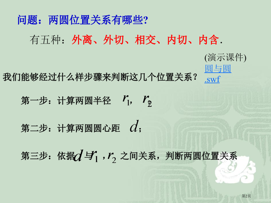 圆与圆的位置关系优质课市名师优质课比赛一等奖市公开课获奖课件.pptx_第2页