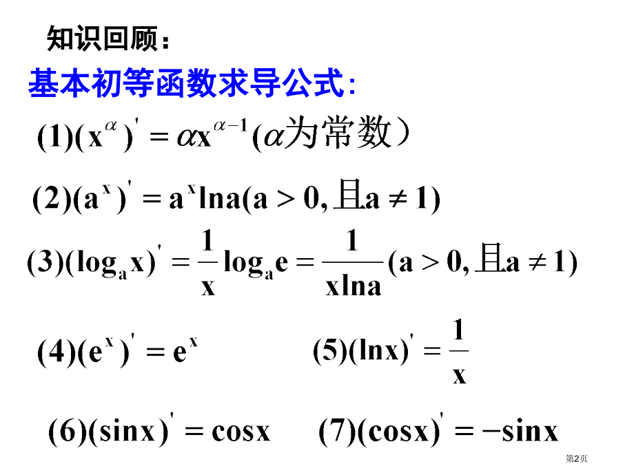 和差积商的导数市名师优质课比赛一等奖市公开课获奖课件.pptx_第2页