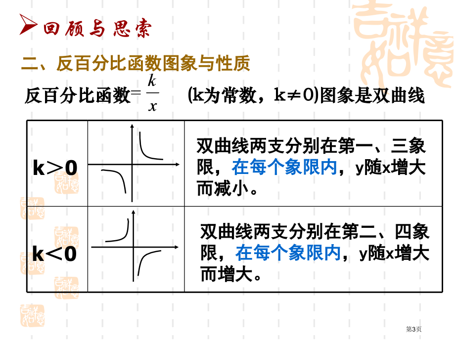 反比例函数图象与性质市名师优质课比赛一等奖市公开课获奖课件.pptx_第3页