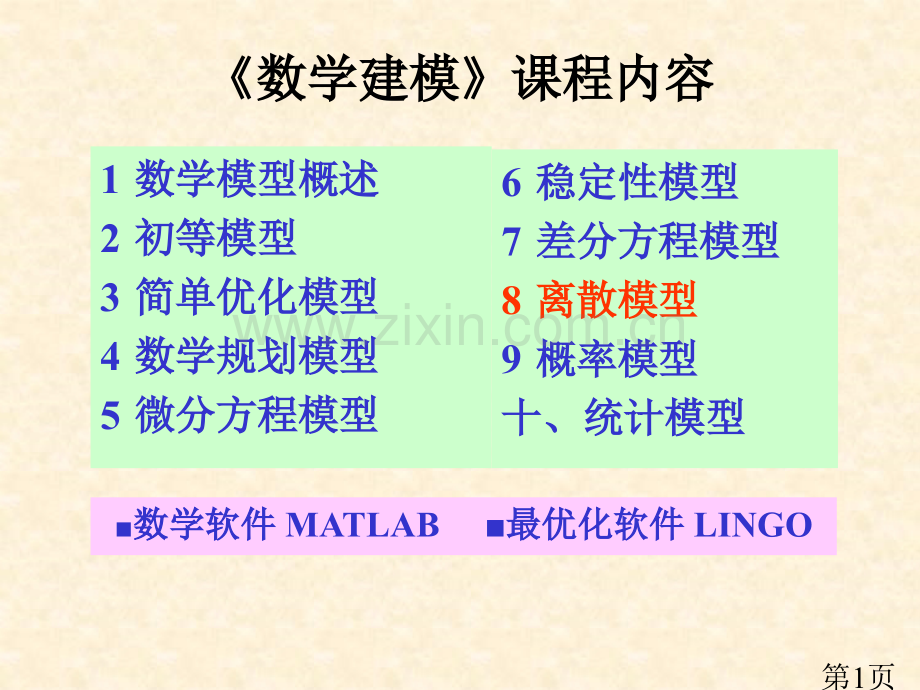 数学建模课程内容省名师优质课赛课获奖课件市赛课一等奖课件.ppt_第1页