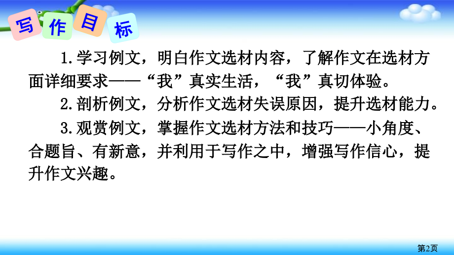 人教版语文七年级下册第四单元写作《怎样选材》优质教学-PPT名师优质课获奖市赛课一等奖课件.ppt_第2页