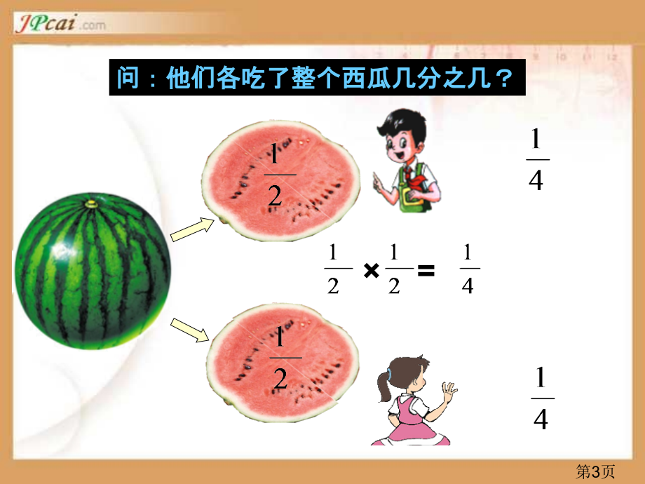 苏教版新课标六年级上分数乘法二一个数数乘分数省名师优质课赛课获奖课件市赛课一等奖课件.ppt_第3页