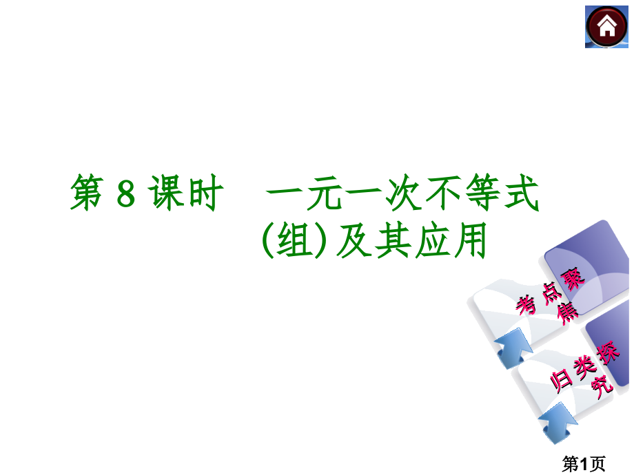 中考复习方案(人教版)中考数学复习权威：8-一元一次不等式省名师优质课赛课获奖课件市赛课一等奖课件.ppt_第1页