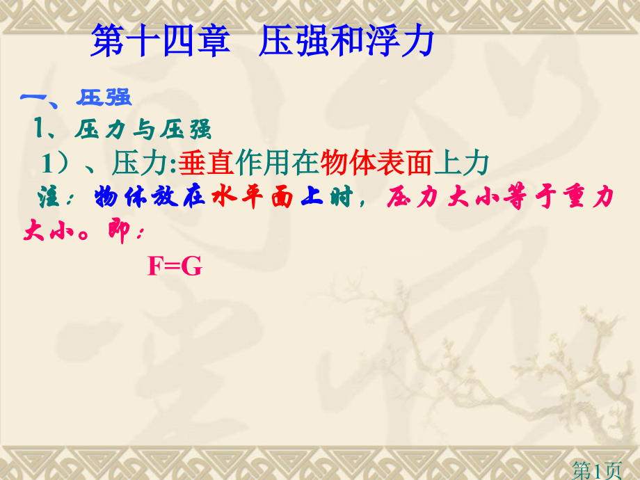 中考物理备考复习第十四章压强和浮力省名师优质课赛课获奖课件市赛课一等奖课件.ppt_第1页