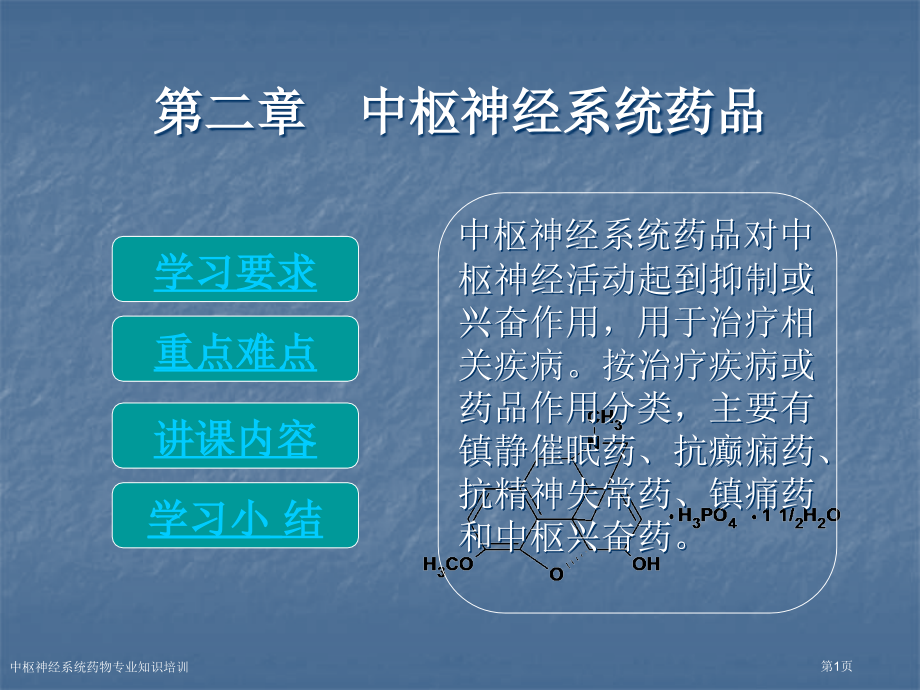 中枢神经系统药物专业知识培训专家讲座.pptx_第1页