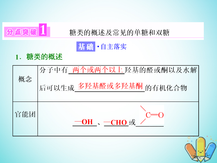 高中化学第二章官能团与有机化学反应烃的衍生物第3节醛和酮糖类第二课时糖类省公开课一等奖新名师优质课获.pptx_第3页