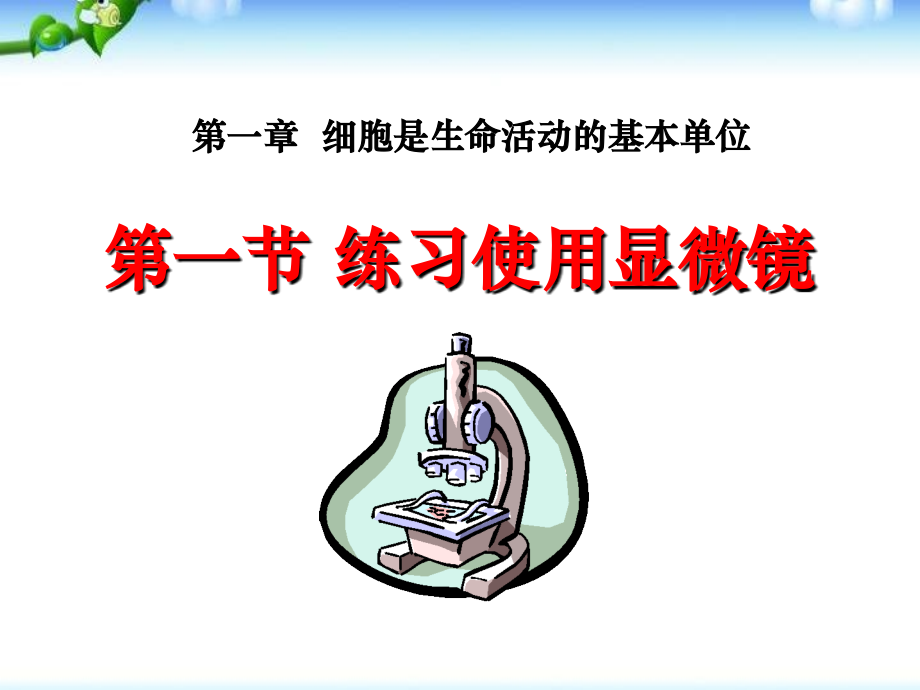 人教版七年级生物上册练习使用显微镜(实验).ppt_第1页