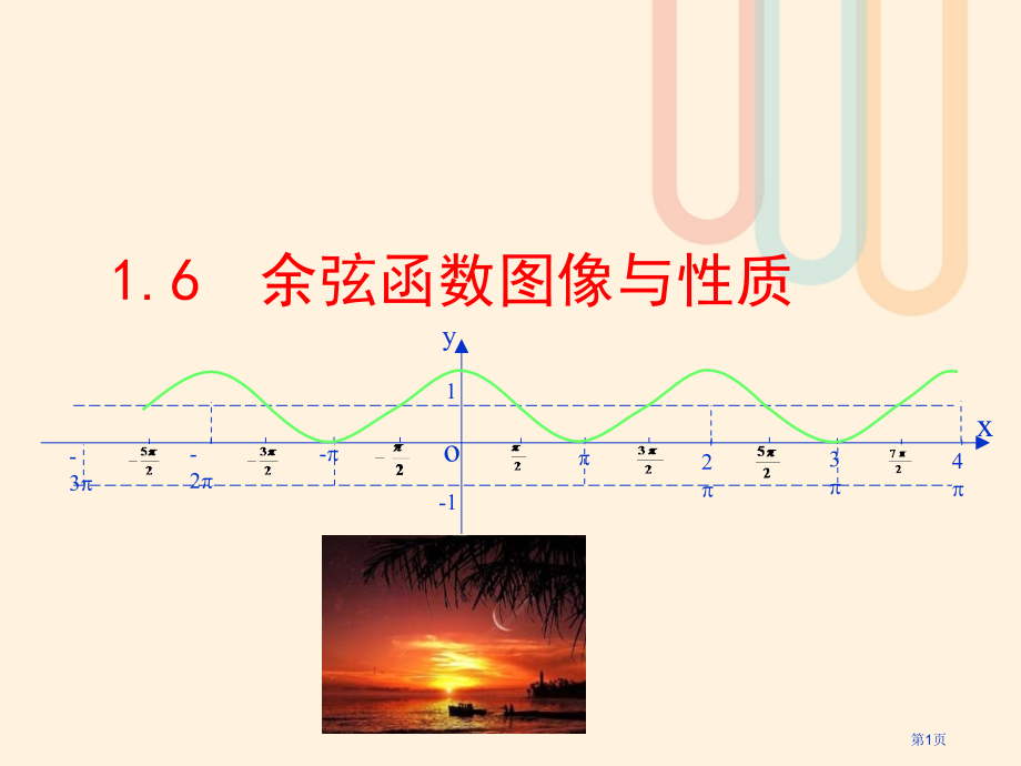 高中数学第一章三角函数1.6余弦函数的图像与性质省公开课一等奖新名师优质课获奖PPT课件.pptx_第1页