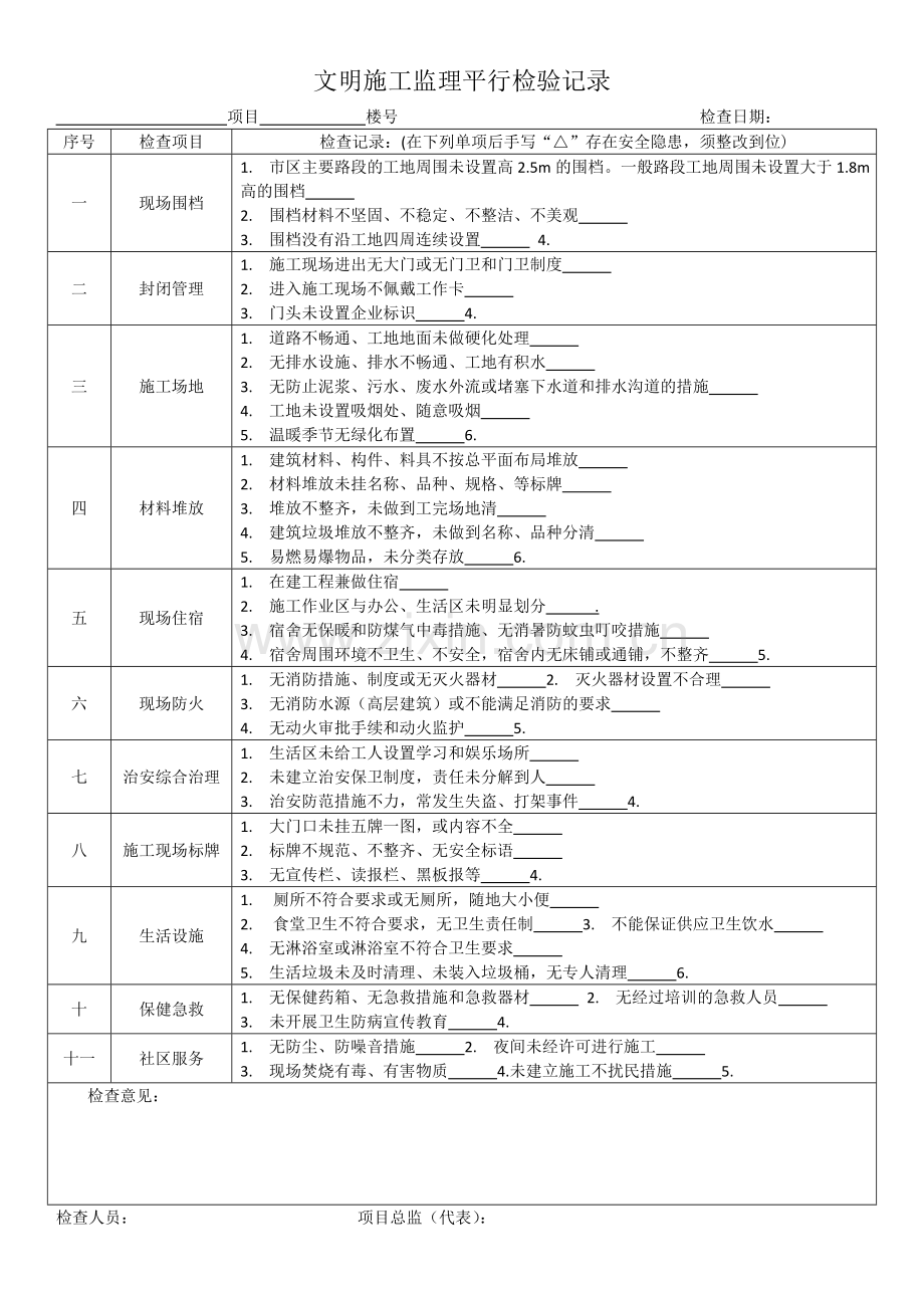 安全管理监理平行检验记录.doc_第2页