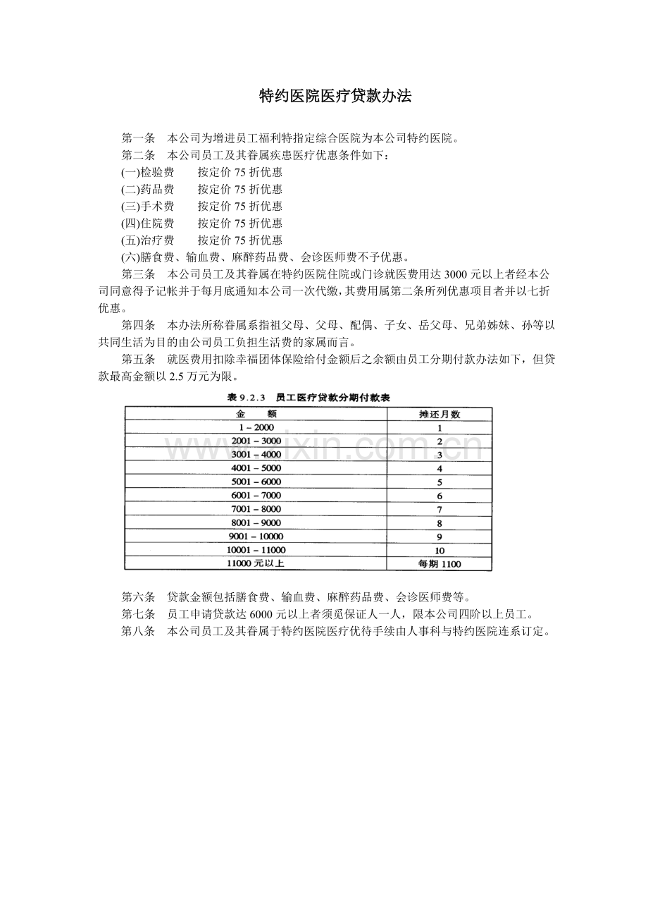 特约医院医疗贷款办法.doc_第1页